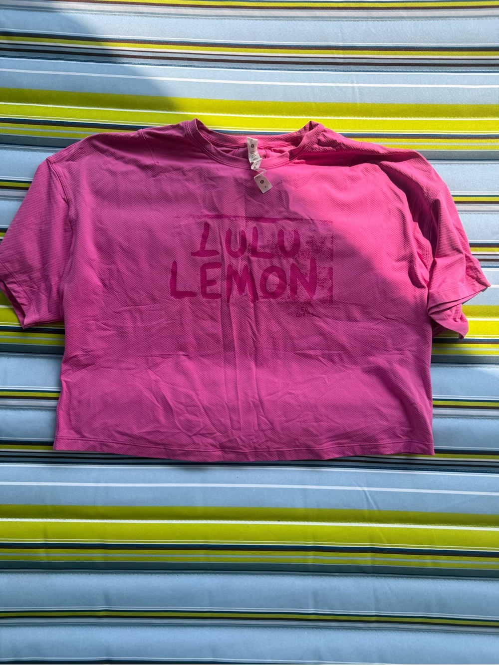 lululemon athletica Pink Cropped Tee - "Lululemon Lemon" Graphic